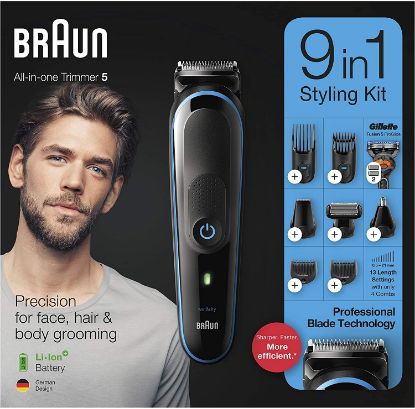 Picture of ماكينة تشذيب اللحية للرجال ، مقص الشعر وأداة العناية بالجسم مع تقنية AutoSensing و Gillette ProGlide Razor ، أسود وأزرق