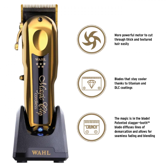 ماكينة حلاقة وال ماجيك كليب لاسلكية لون ذهبي || Wahl Magic Clip Cordless Gold WAHL