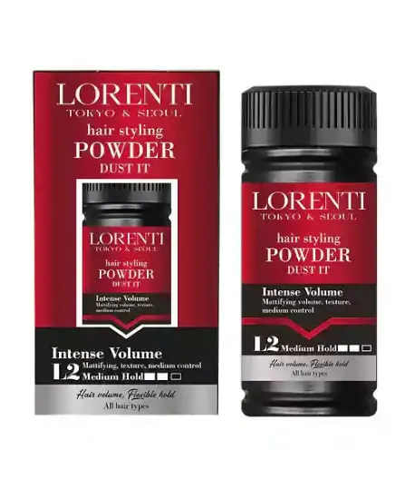 بودرة تكثيف الشعر مضهر طبيعي 20 جرام   Lorenti Hair Styling Powder L2 Medium Hold 20Gr