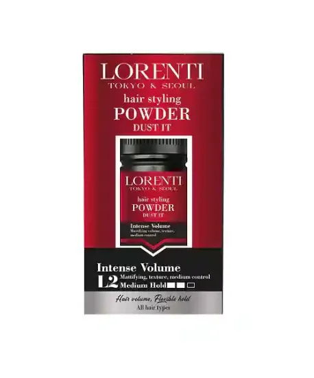 بودرة تكثيف الشعر مضهر طبيعي 20 جرام   Lorenti Hair Styling Powder L2 Medium Hold 20Gr