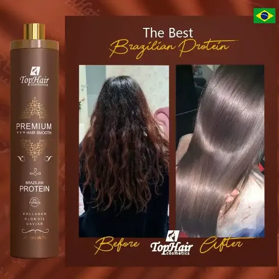 بروتين الكيراتين بريميوم لفرد الشعر بالكولاجين 0٪ فورمالديهايد 1 لتر Top Hair