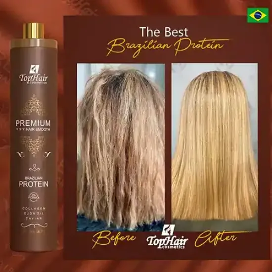 بروتين الكيراتين بريميوم لفرد الشعر بالكولاجين 0٪ فورمالديهايد 1 لتر Top Hair