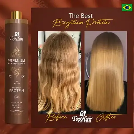 بروتين الكيراتين بريميوم لفرد الشعر بالكولاجين 0٪ فورمالديهايد 1 لتر Top Hair