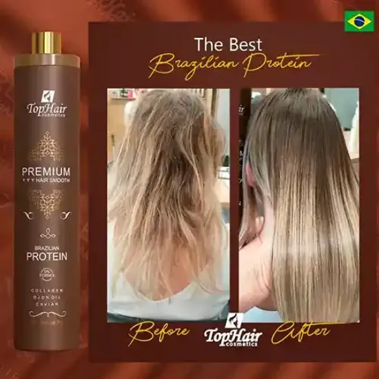 بروتين الكيراتين بريميوم لفرد الشعر بالكولاجين 0٪ فورمالديهايد 1 لتر Top Hair