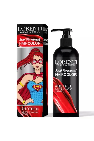 صبغة لون شبه دائمة لون احمر من لورينتي Lorenti Semi permanent Hair Hot Red