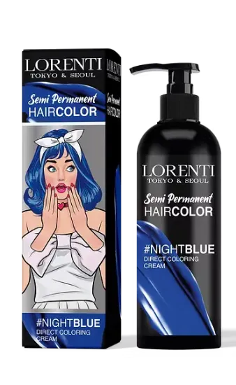 صبغة لون شبه دائمة لون   أزرق من لورينتي Lorenti Semi permanent Hair NIGHT BLUE