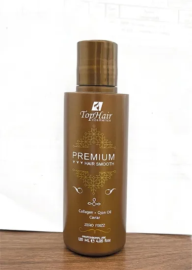 بروتين شعر برازيلي أصلي Premium Hair Smooth من Top Hair Cosmetics 120 مل لتنعيم الشعر وتقليل الهيشان